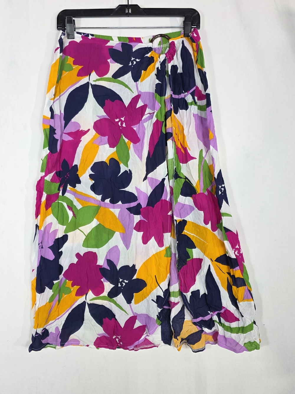 Anne Cole Multicolor Floral Midi length Cover up Skirt with Ring Detail